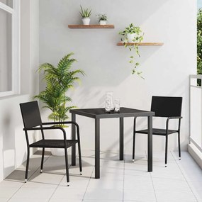 vidaXL Σέτ φαγητού για κήπο 3 pcs Μαύρο Πολυ ράταν