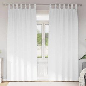 vidaXL Κουρτίνες Μαύρης Ύφανσης με Δαχτυλίδια 2 pcs Καθαρό Λευκό
