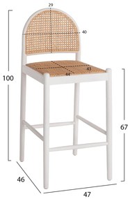 ΣΚΑΜΠΟ ΑΠΟ ΟΞΙΑ-RATTAN ΑΨΙΔΑ ΠΛΑΤΗ ΛΕΥΚΟ  43,5x50x98 εκ.