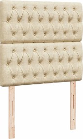 vidaXL Κρεβάτι Boxspring με Στρώμα Κρεμ 90x190 εκ.Υφασμάτινο