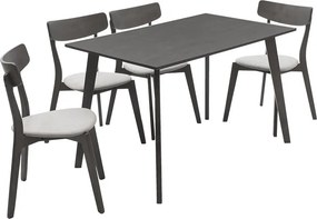 Tραπεζαρία Benson - Toto pakoworld σετ 5τμχ rustic grey - ύφασμα γκρι 120x75x75εκ