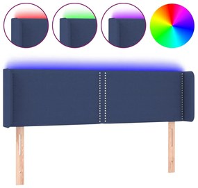 vidaXL Κεφαλάρι Κρεβατιού LED Μπλε 147x16x78/88 εκ. Υφασμάτινο
