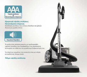 BRUNO ηλεκτρική σκούπα BRN-0137, 800W, 3lt, κυκλωνική, λευκή