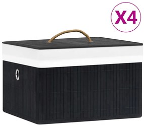 vidaXL Κουτιά Αποθήκευσης 4 τεμ. Μαύρα από Μπαμπού
