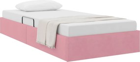 vidaXL Κρεβάτι Οθωμανικού Τύπου Ροζ 90 x 190 cm Βελούδο