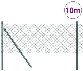 vidaXL Φράκτης από αλυσίδα με στύλους Πράσινο 0.8 x 10 m Ατσάλι