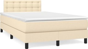 vidaXL Κρεβάτι Boxspring με Στρώμα Κρεμ 120x200 εκ. Υφασμάτινο