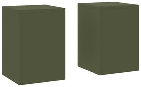 vidaXL Εξωτερικές Βάσεις Φυτών Στήλη 2 τμχ Ελιά 24x24x35 εκ Ατσάλι