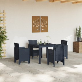 vidaXL Σετ Τραπεζαρίας Κήπου με Μαξιλάρια Ανθρακί Πολυ Ράτα