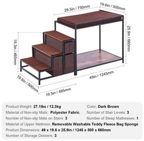 VEVOR Pet Bunk Bed Dog/Cat Window Perch with Stairs Storage Medium Size