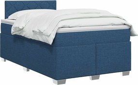 vidaXL Κρεβάτι Box Spring με Στρώμα και LED Μπλε 120 x 190 cm Ύφασμα