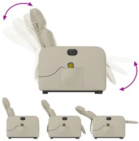 vidaXL Πολυθρόνα Μασάζ Ηλεκτρ. Ανακλινόμενη με Ανύψωση Κρεμ Συνθ.Δέρμα