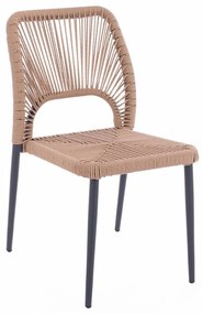 Καρέκλα Αλουμινίου Με Σχοινί HM5770.02 45x63x82cm Grey-Beige Αλουμίνιο,Pe
