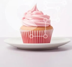 Intra Συλλεκτικό Ξύλινο Παζλ Plywood 4mm - Cupcake με ροζ γλάσο σε λευκό πιάτο Σε Ξύλινο Κουτί - Διαστάσεις: 10x10 cm – 25 κομμάτια