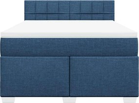vidaXL Κρεβάτι Boxspring με Στρώμα Μπλε 140x190 εκ. Υφασμάτινο