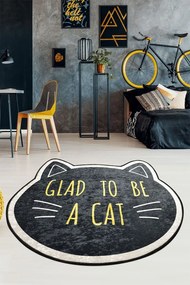 Χαλί Cat Face 882CHL1118 Black-Yellow Conceptum Hypnose 100X100cm Round