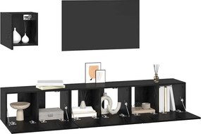 vidaXL Σετ επίπλου τηλεόρασης 4 pcs Μαύρη Οξυά Επεξεργασμένο ξύλο