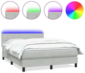 vidaXL Κρεβάτι Boxspring με Στρώμα Ανοιχτό Γκρι 140x210 εκ. Βελούδινο