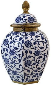 Βάζο Με Καπάκι 0050-225-009 21x32cm Multi-Blue Κεραμικό
