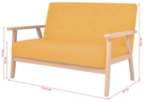 vidaXL Καναπές Διθέσιος Κίτρινος Υφασμάτινος