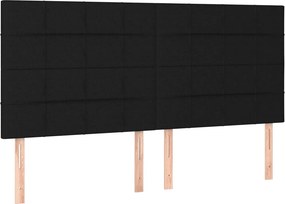 vidaXL Κρεβάτι Boxspring με Στρώμα Μαύρο 200x200 εκ. Υφασμάτινο