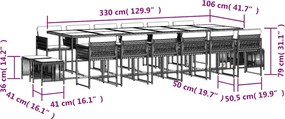 vidaXL Σετ Τραπεζαρίας Κήπου 17 τεμ. Γκρι από Συνθ. Ρατάν με Μαξιλάρια
