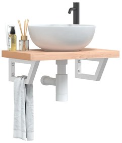 vidaXL Ράφι Νιπτήρα Τοίχου από Ατσάλι / Μασίφ Ξύλο Οξιάς