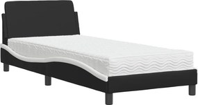 vidaXL Κρεβάτι με Στρώμα Dover Μαύρο/Λευκό 90x190 εκ. από Συνθετικό Δέρμα