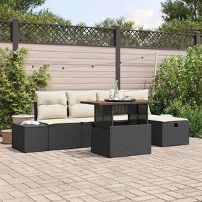 vidaXL Σετ Καναπέ Κήπου Ρυθμιζόμενο ύψος 6 pcs Μαύρο συνθετικό ρατάν