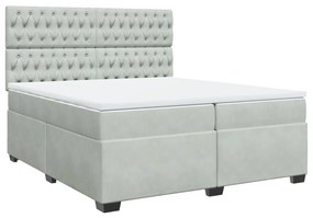 vidaXL Κρεβάτι Boxspring με Στρώμα Ανοιχτό Γκρι 200x200 εκ. Βελούδινο