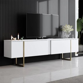 Έπιπλο τηλεόρασης Luxe λευκό-χρυσό 180x30x50εκ