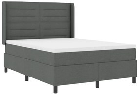 vidaXL Κρεβάτι Box Spring με Στρώμα Σκούρο Γκρι 140x190 cm Ύφασμα