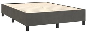 Κρεβάτι Boxspring με Στρώμα &amp; LED Σκ. Γκρι 140x190εκ. Βελούδινο - Γκρι