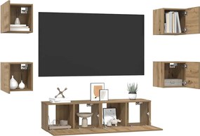 vidaXL Σετ επίπλου τηλεόρασης 6 pcs Artisan Oak Επεξεργασμένο ξύλο