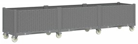 vidaXL Ζαρντινιέρα Κήπου με Ροδάκια Αν.Γκρι 240x50x54εκ Πολυπροπυλένιο