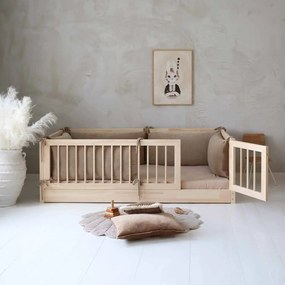 Κρεβάτι Montessori Bambi με Πορτούλα + Κάγκελα  53,5cm σε Φυσικό  Ξύλο  120×200cm  Luletto (Δώρο 10% έκπτωση στο Στρώμα)