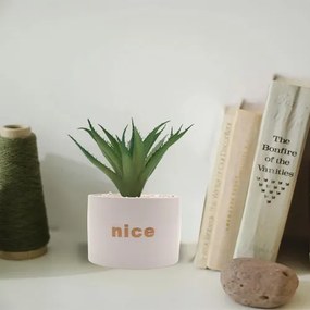 Τεχνητό Φυτό σε Κεραμικό Γλαστράκι "Nice" 11x17cm - Άσπρο