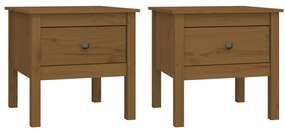 vidaXL Βοηθητικά Τραπέζια 2 τεμ. Καφέ Μελί50x50x49εκ.Μασίφ Ξύλο Πεύκου