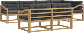 vidaXL Σειρά Καναπέ Εξωτερικού 6 pcs Άσπρο και Ανθρακί Πολυεστέρας