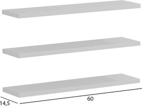 ΣΕΤ 3 ΡΑΦΙΑ ΤΟΙΧΟΥ CASSIUS HM8966.11 ΜΕΛΑΜΙΝΗ ΣΕ ΛΕΥΚΟ 60x14,5 εκ