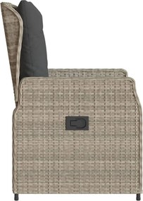 vidaXL Καρέκλες Κήπου Ανακλινόμενες 2 τεμ. Γκρι Συνθ. Ρατάν