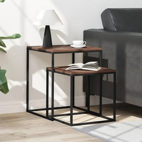 vidaXL Τραπεζάκια Σαλονιού Σετ 2 τεμ. από Επεξεργασμένο Ξύλο &amp; Μέταλλο
