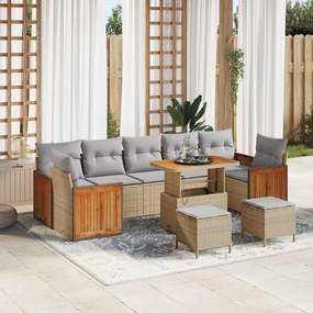 vidaXL Σετ Καναπέ Κήπου 10 pcs μπεζ και ανοιχτό γκρι 90 x 55 x 71 cm