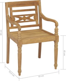 vidaXL Καρέκλες Batavia 6 τεμ. από Μασίφ Ξύλο Teak