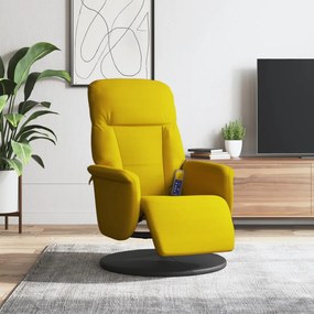 vidaXL Πολυθρόνα Μασάζ Ανακλινόμενη με Υποπόδιο Κίτρινη Βελούδινη