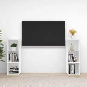 vidaXL Έπιπλα Τηλεόρασης 2 τεμ. Λευκά 107 x 35 x 37 εκ. Μοριοσανίδα