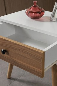 Κομοδίνο Λευκό / Καρυδί ROMA 55x55x30