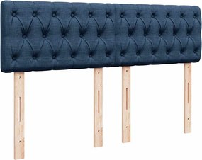 vidaXL Κρεβάτι Boxspring με Στρώμα Μπλε 140x190 εκ. Υφασμάτινο
