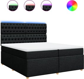 vidaXL Κρεβάτι Boxspring με Στρώμα Μαύρο 200x200 εκ. Υφασμάτινο