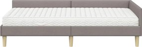 vidaXL Κρεβάτι γωνίας με στρώμα με στρώμα 2 pcs Taupe ύφασμα